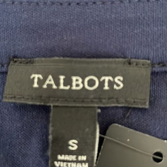 Talbots Black Label Navy Supima Cotton Blend Button Detail Sleeve - Picture 5 of 6